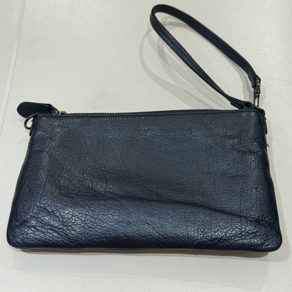 Coach Mickie Blue Metallic Leather Purse Wristlet EUC - Picture 11 of 11